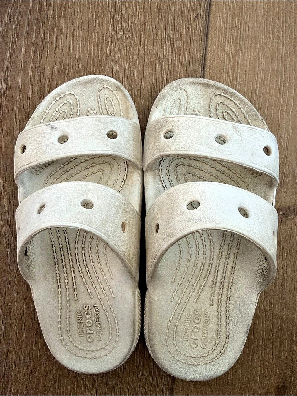 Crocs Classic Two-Strap Slide Sandals US 13 Cream